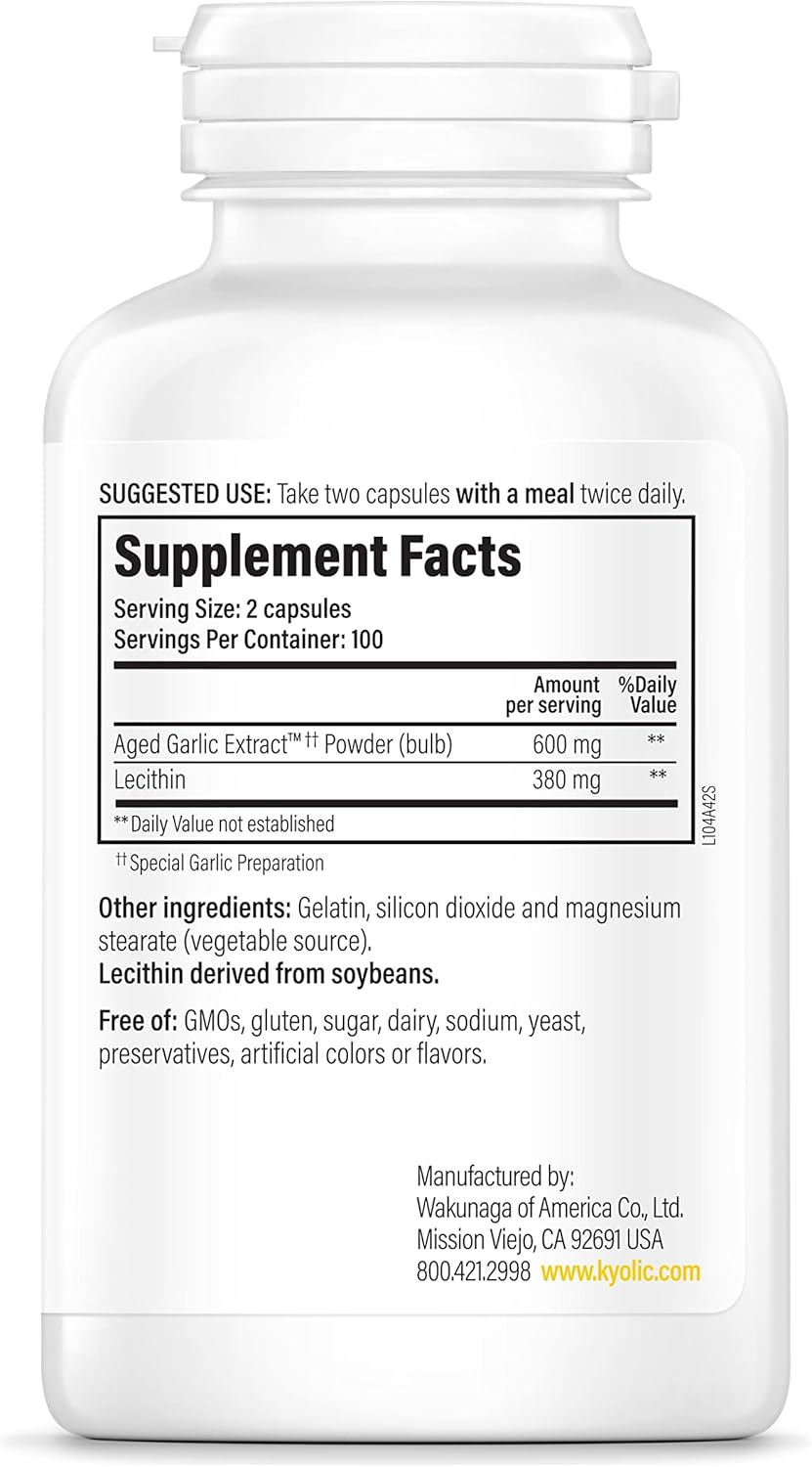 Kyolic Aged Garlic Extract™ Cholesterol Formula 104, 200 Capsules