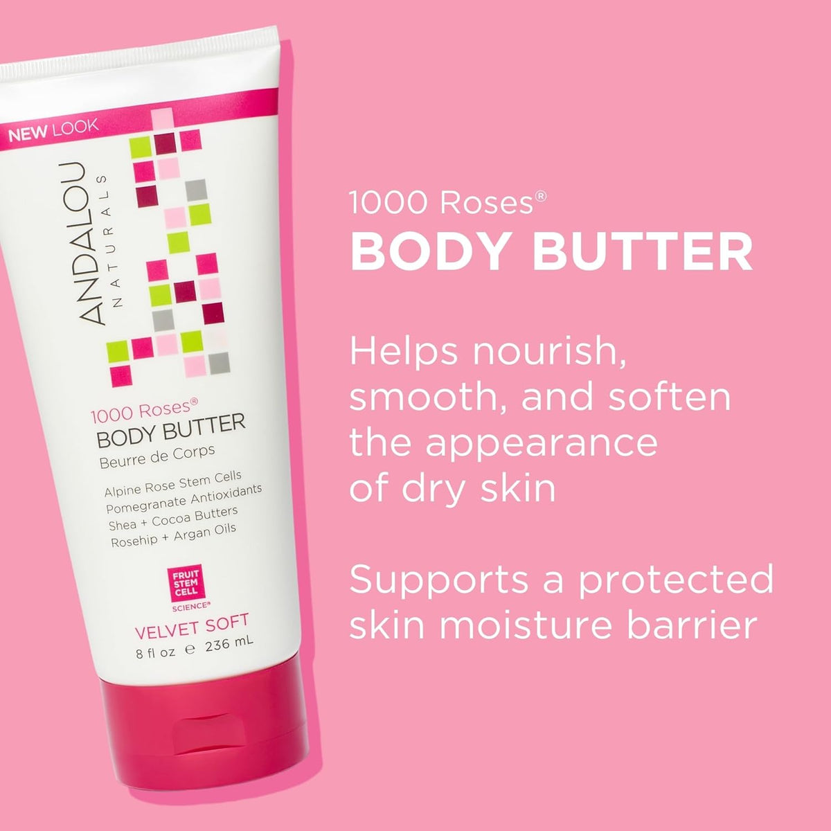 Andalou Naturals Body Btr, 1000 Roses, Velvet Soft, 8 Fl Oz