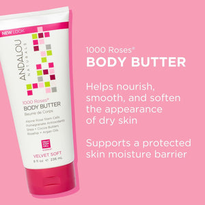 Andalou Naturals Body Btr, 1000 Roses, Velvet Soft, 8 Fl Oz