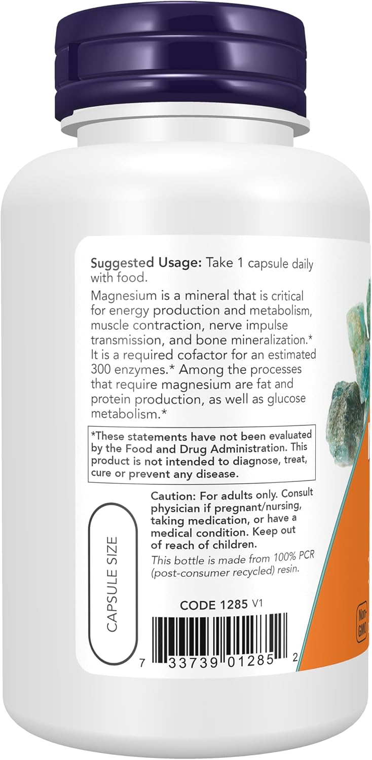Now Supplements, Magnesium 500 mg, Nervous System Support*, 120 Veg Capsules