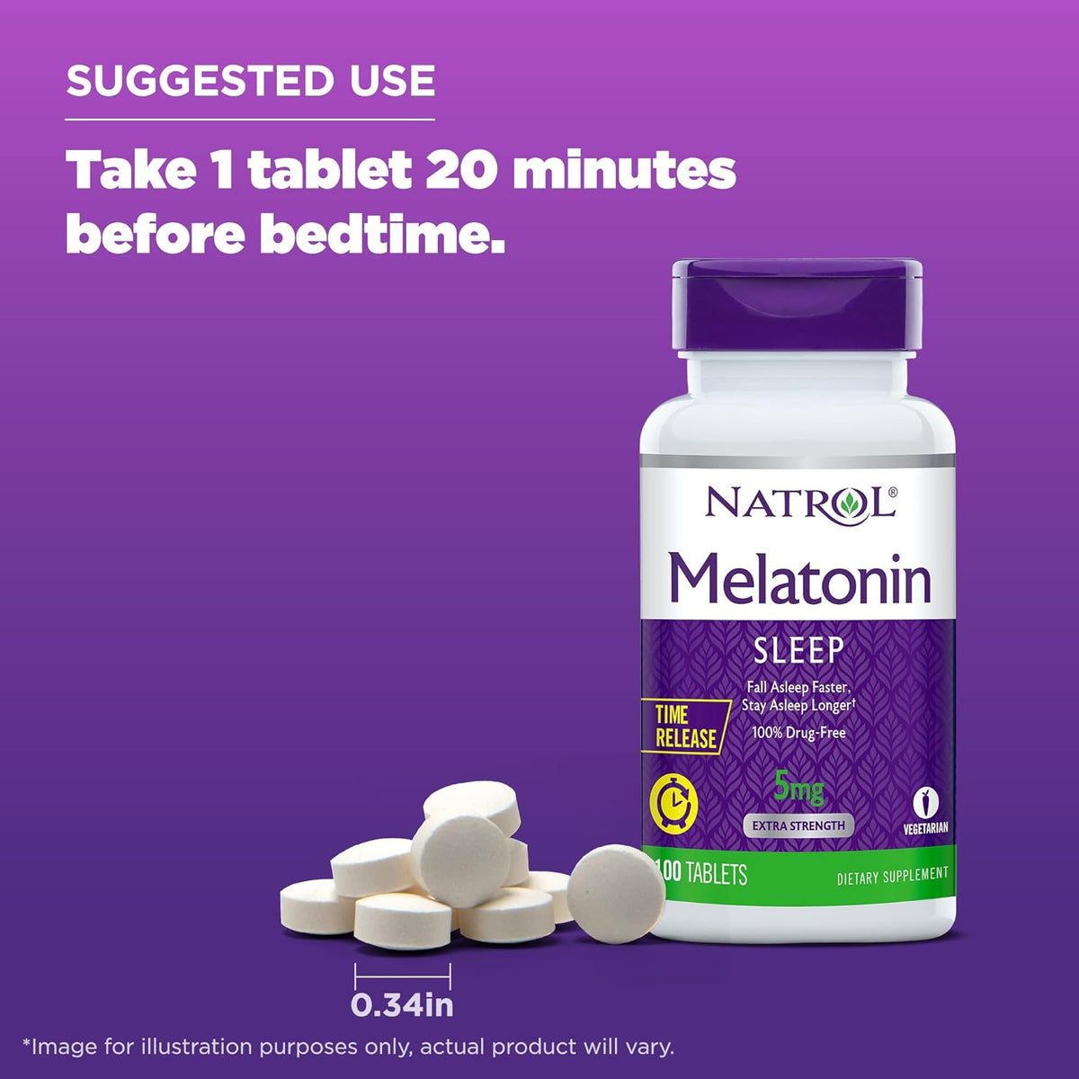 Natrol Melatonin Time Release, 5 mg, 100 Tablets