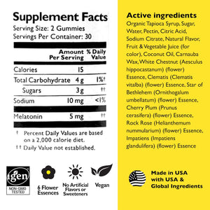 Bach RESCUE PLUS Melatonin Sleep Gummies, Natural Strawberry Flavor, Sleep Aid, Dietary Supplement, Vegan, Gluten-Free, No Artificial Flavors, Colors, 60 Count