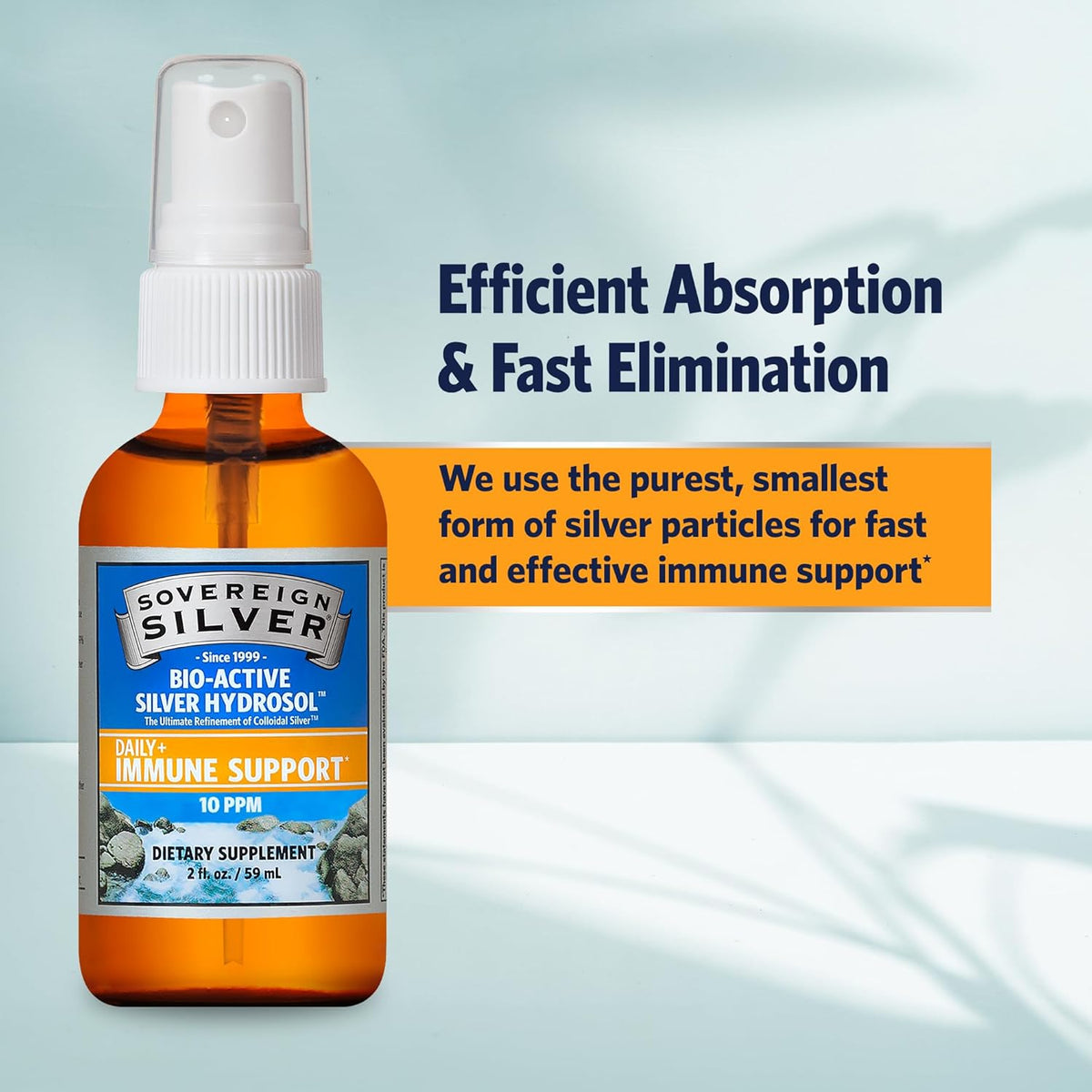 Sovereign Silver Immune Support, Colloidal Silver, Bio-Active Silver Hydrosol,10 ppm, Fine Mist Spray, 2 Fl Oz
