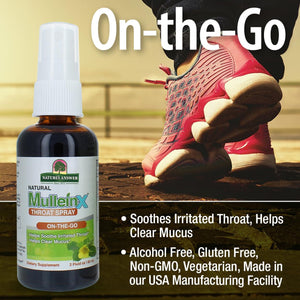 Nature's Answer Mullein X Throat 2 Ounce Spray - Cough Expectorant, Natural Throat Soothing, Clears Mucus, Gluten Free, Non GMO, Vegetarian, Natural Peppermint Flavor