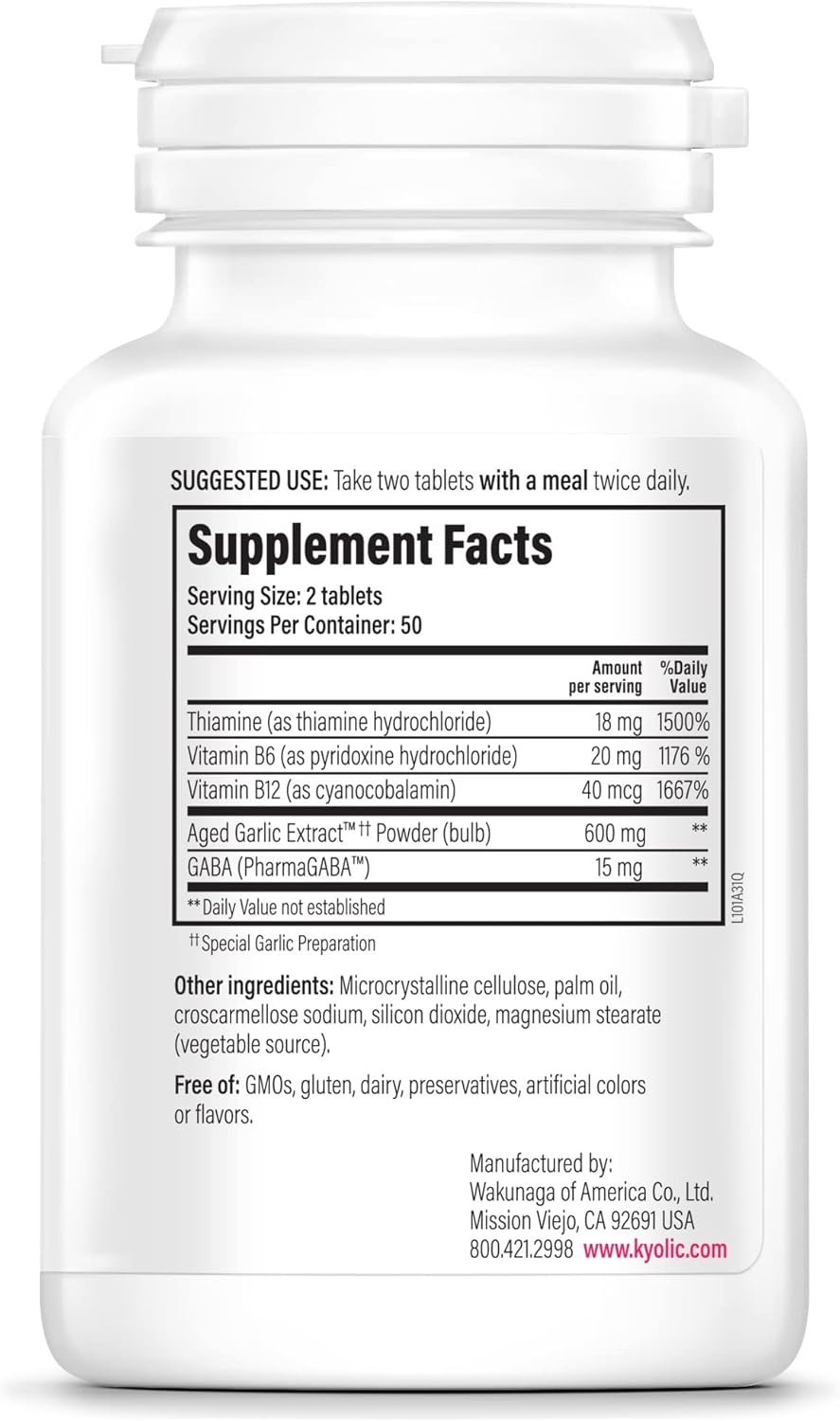 Kyolic Aged Garlic Extract Formula 101, Stress and Fatigue Relief, 100 Tablets