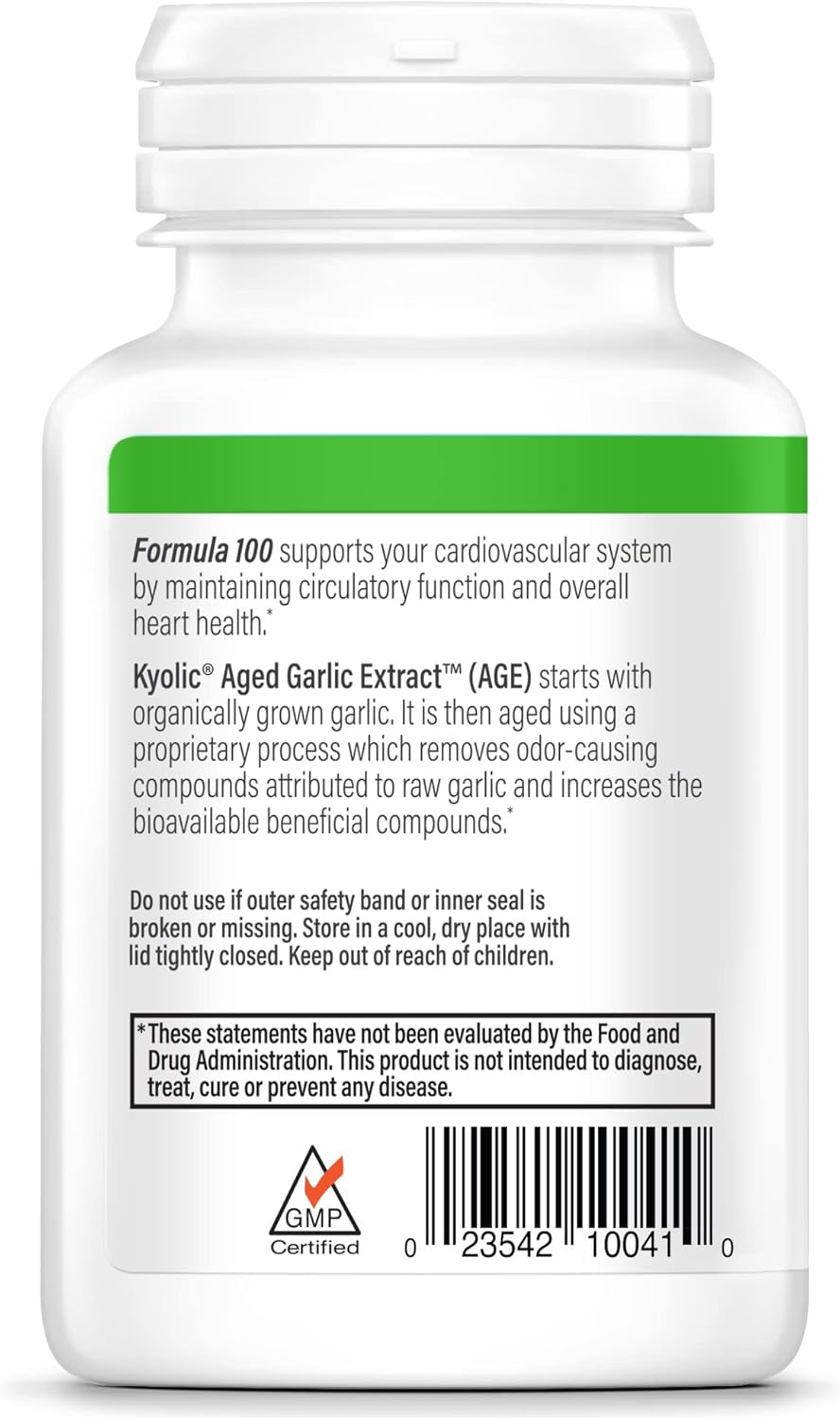 Kyolic Aged Garlic Extract Formula 100, Original Cardiovascular, 100 Capsules