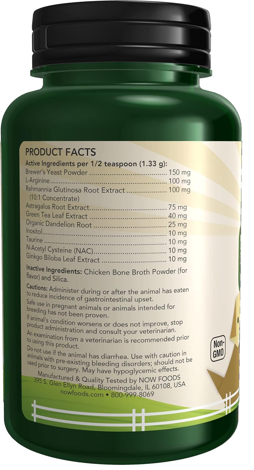 NOW Foods Pet Health, Kidney Support Supplement, Formulated for Cats &amp; Dogs, NASC Certified, Powder, 4.2-Ounce