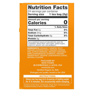 NOW Give a Tea, Organic Turmeric Ginger, Caffeine Free, 24 Tea Bags, 1.7 oz (48 g)