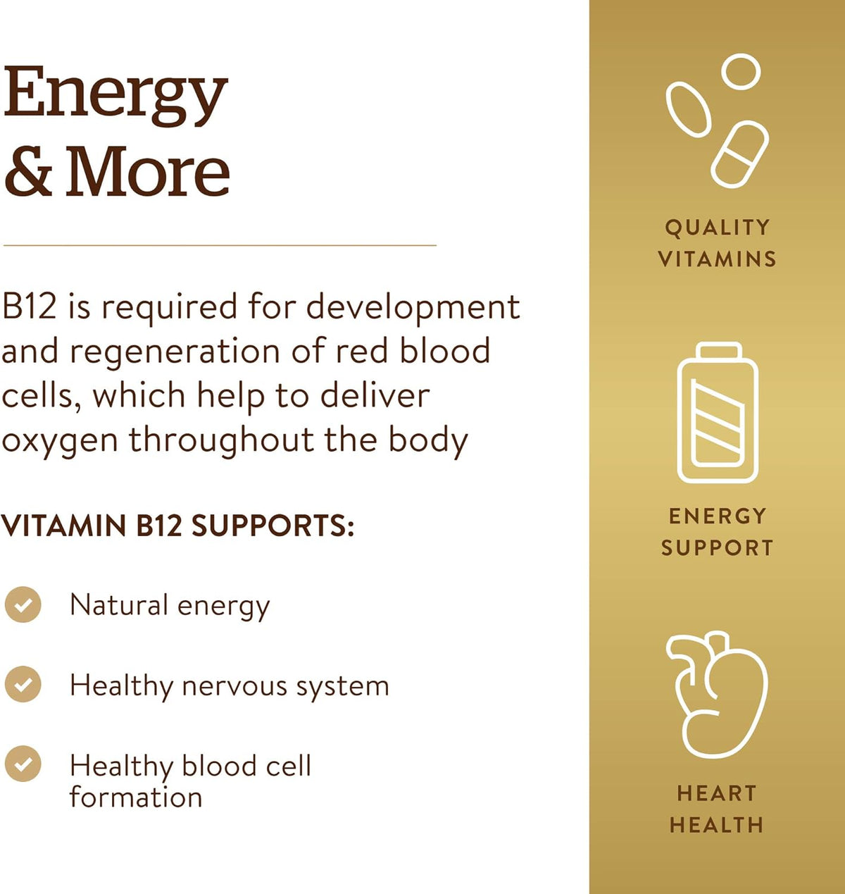 Solgar Vitamin B12 500 mcg, 250 Vegetable Capsules - Energy Metabolism - Nervous System Support - Promotes Heart Health - Non-GMO, Vegan, Gluten Free, Dairy Free, Kosher, Halal - 250 Servings