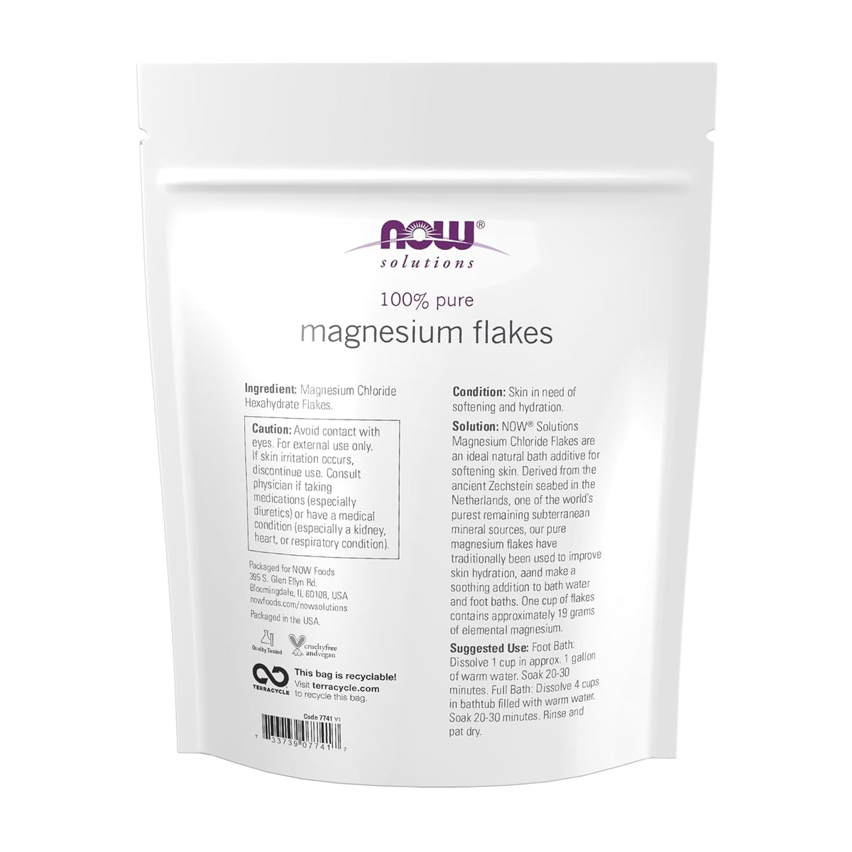 NOW Foods Solutions, Magnesium Flakes, 100% Pure, from The Ancient Zechstein Seabed, Highly Concentrated, 26.5-Ounce