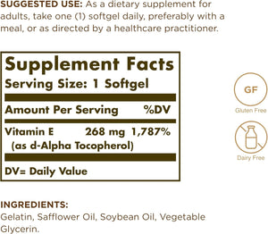 Vitamin E 400 IU Alpha Softgels 250