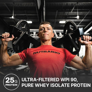 NutraBio 100% Whey Protein Isolate Protein Powder – 25g Protein with Complete Amino Acid Profile, Non-GMO, Soy and Gluten Free, Low Carb and Low Calorie Whey Protein Powder - Dutch Chocolate - 2 Lbs.