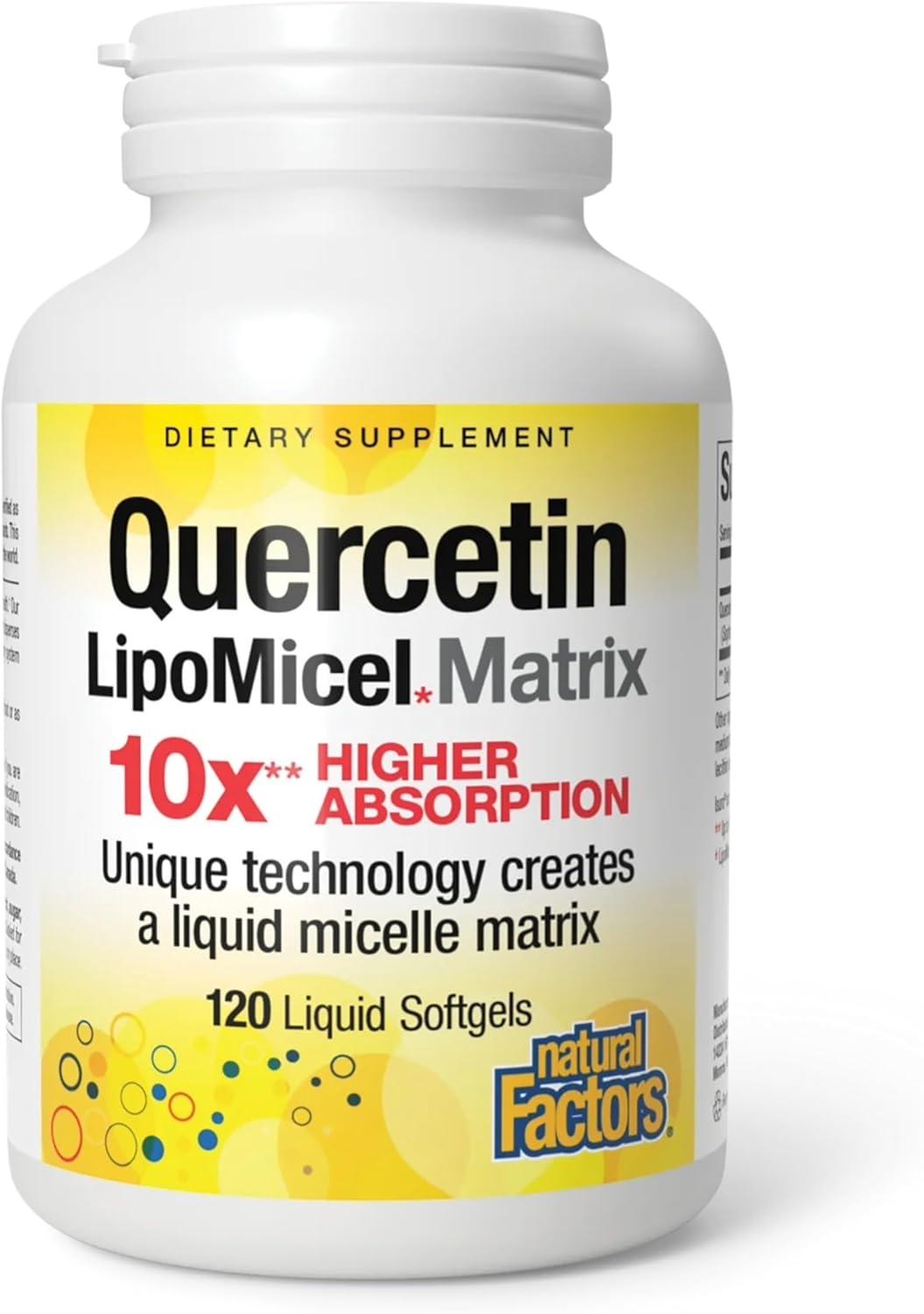 Natural Factors Quercetin LipoMicel Matrix for Superior Absorption, 120 Softgels