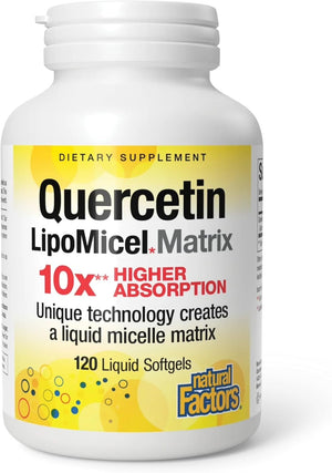 Natural Factors Quercetin LipoMicel Matrix for Superior Absorption, 120 Softgels