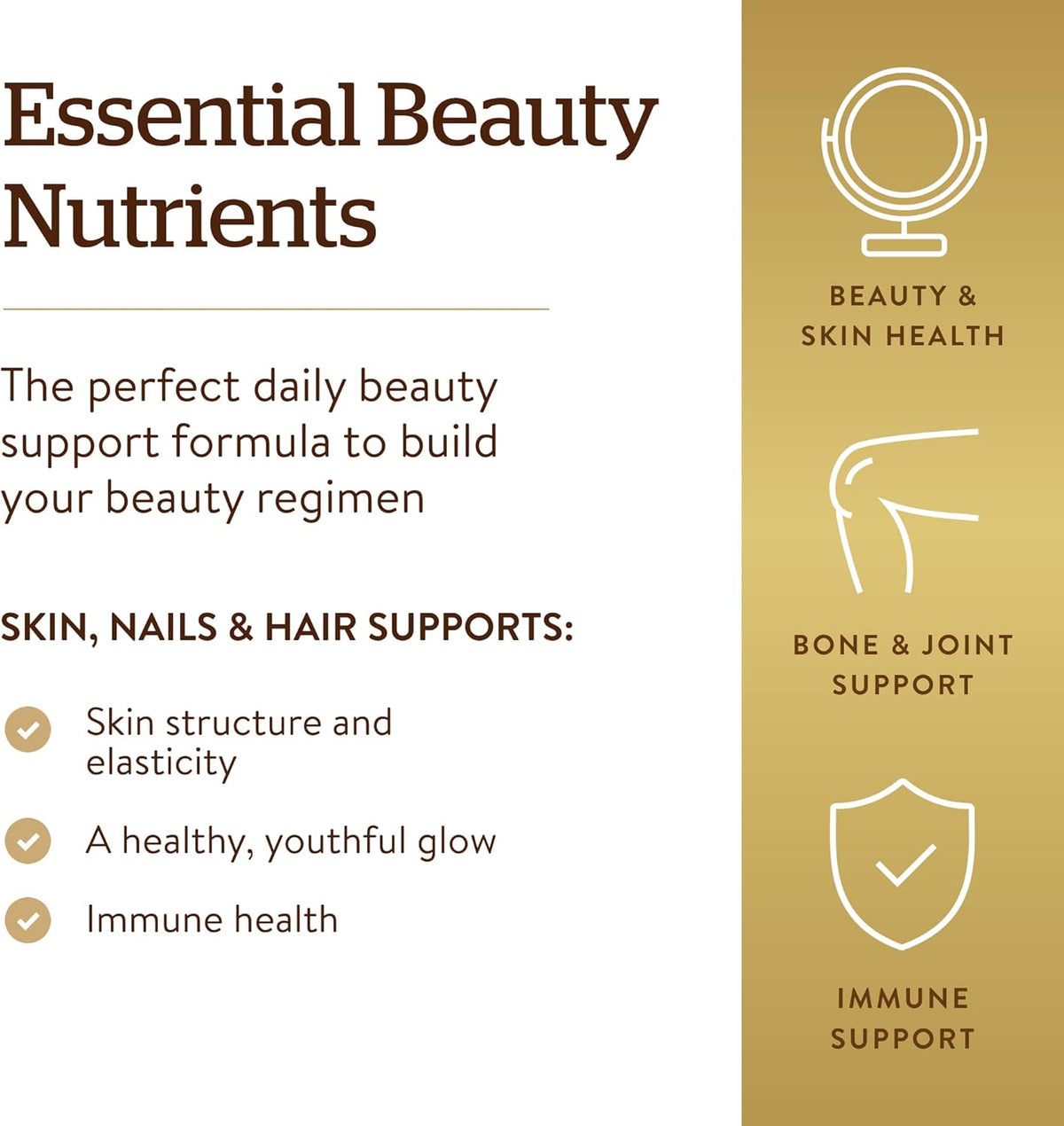 Solgar Skin, Nails &amp; Hair, Advanced MSM Formula, 120 Tablets - Supports Collagen for Hair, Nail and Skin Health - Provides Zinc, Vitamin C &amp; Copper - Non GMO, Vegan, Gluten &amp; Dairy Free - 60 Servings ,Standard Packaging , 120 Count