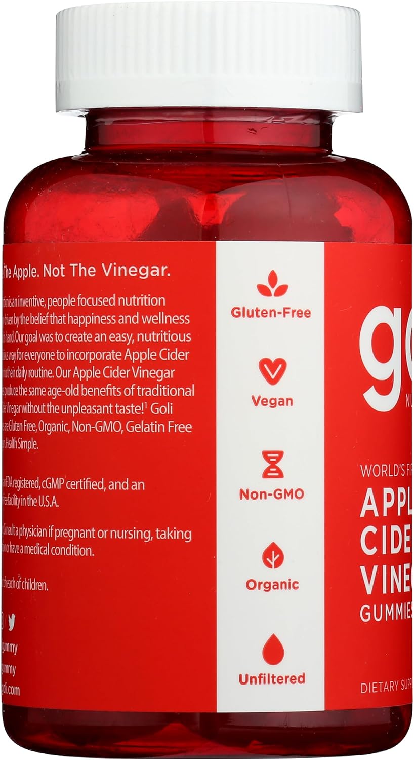 Goli Nutrition World&#39;s First Apple Cider Vinegar Gummies 60 Count, 60 Count