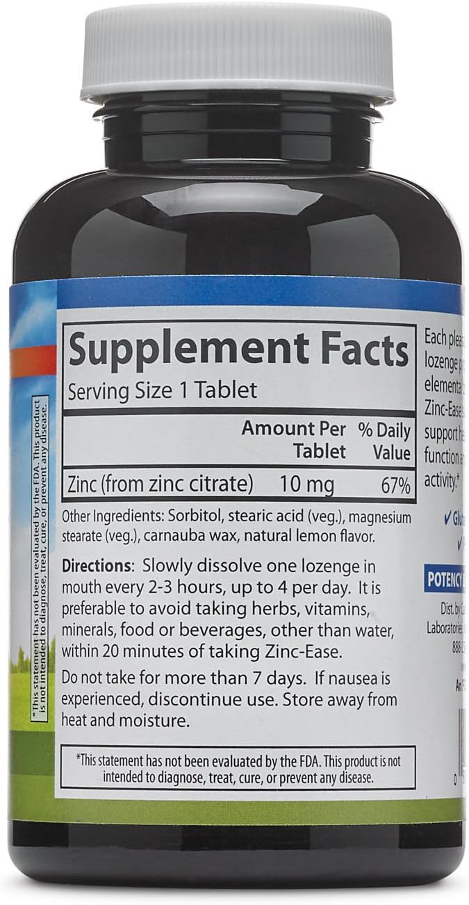 Carlson Labs Zinc Ease Tasty Lozenges, 10mg, 84 Lozenges