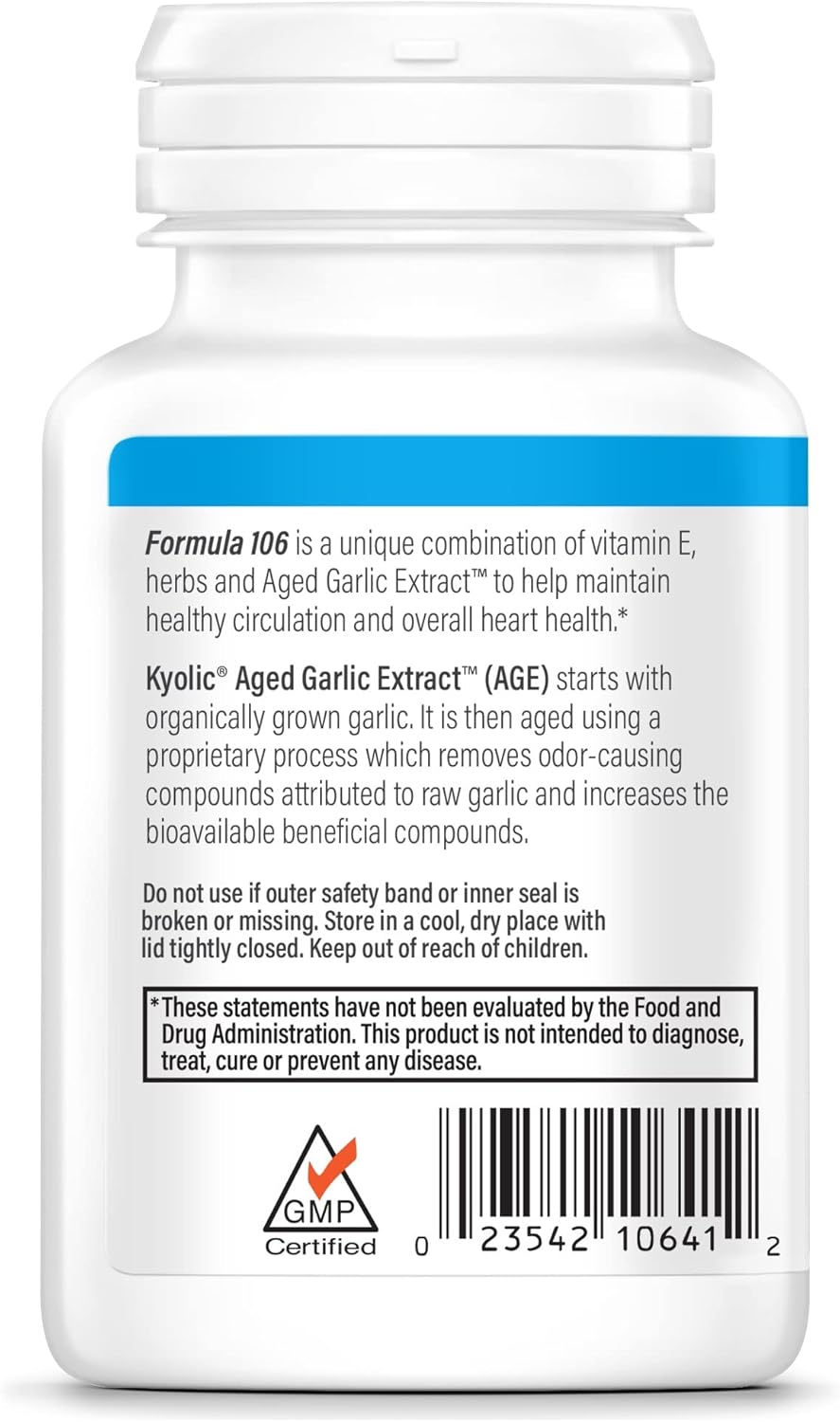 Kyolic Aged Garlic Extract Formula 106, Circulation Health, 100 Capsules