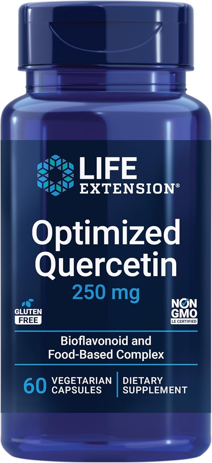 Life Extension Optimized Quercetin 250 mg - Non-GMO, Gluten Free - with vitamin C and Camu-Camu Extract - 60 Vegetarian Capsules