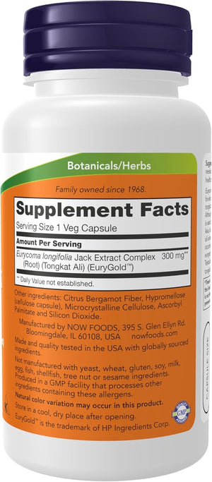 NOW Foods Supplements, TestoJack 300™ with 300 mg of Tonkat Ali (Eurycoma longifolia Jack Extract), 60 Veg Capsules