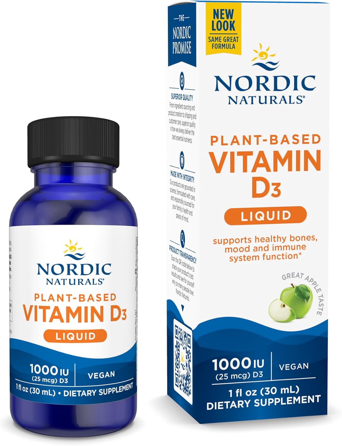Nordic Naturals Plant-Based Vitamin D3 Liquid - 1 oz - 1000 IU Vitamin D3 - Healthy Bones, Mood &amp; Immune System Function - Non-GMO, Vegan - 60 Servings
