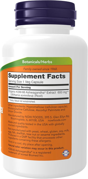 NOW Supplements, KSM-66 Ashwagandha®, Stress and Sleep Support, 90 Veg Capsules