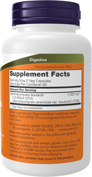 NOW Foods Supplements, Saccharomyces Boulardii, 5 Billion CFU Probiotic, 120 Veg Capsules