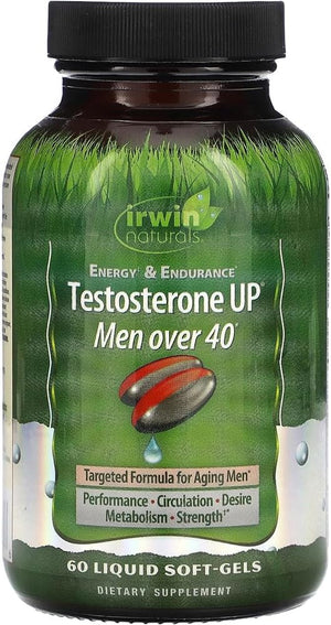 Irwin Naturals Energy & Endurance Testosterone UP Men Over 40 60 Liquid Softgel