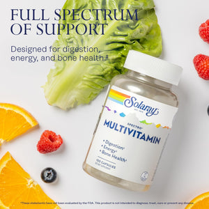 SOLARAY Spectro Multivitamin with Iron - Multi Vitamin with Calcium, Magnesium, Energizing Greens, Herbs & Digestive Enzymes - Digestion, Energy, and Bone Health Support - 16 Servings, 100 Capsules
