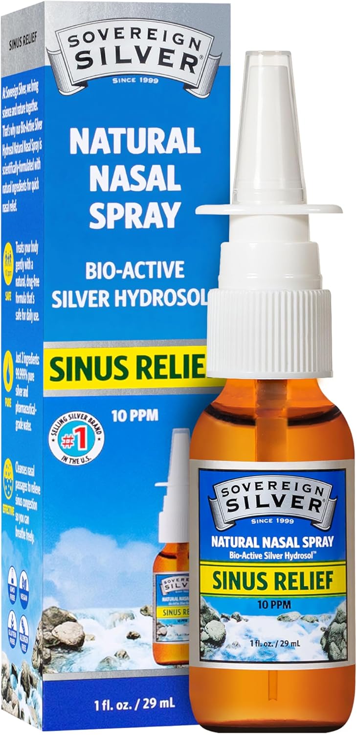 Sovereign Silver Bio-Active Silver Hydrosol for Immune Support - 10 ppm, 1 oz - Nasal Spray