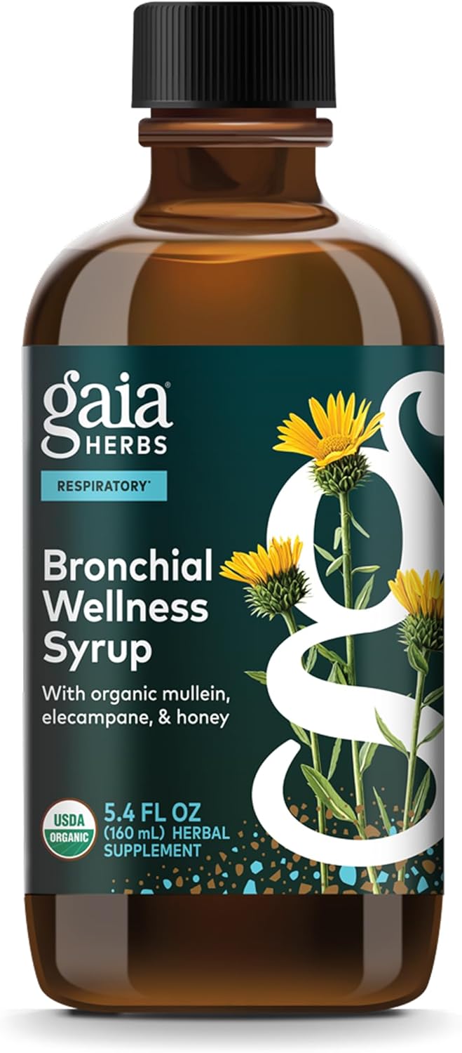Gaia Herbs Bronchial Wellness Syrup - Immune Support Supplement to Help Maintain Lung Health and Help Provide Comfort for Occasional Sore Throat - 5.4 Fl Oz