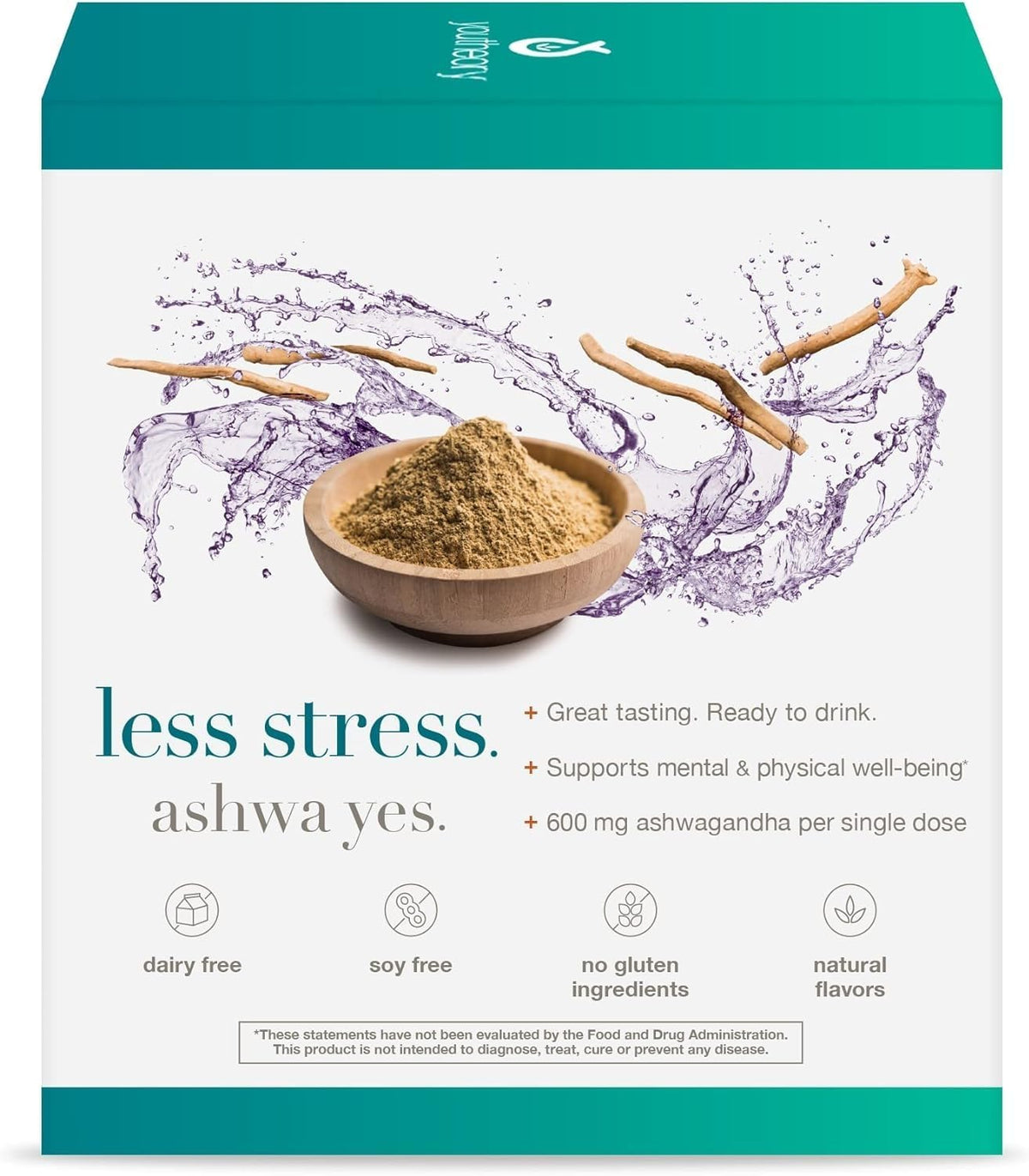Youtheory Ashwagandha Liquid - Uses KSM-66 - Ashwagandha Supplement to Support Stress Relief* - Vegan - Dairy, Soy &amp; Gluten Free - 12 Single-Serving Packets