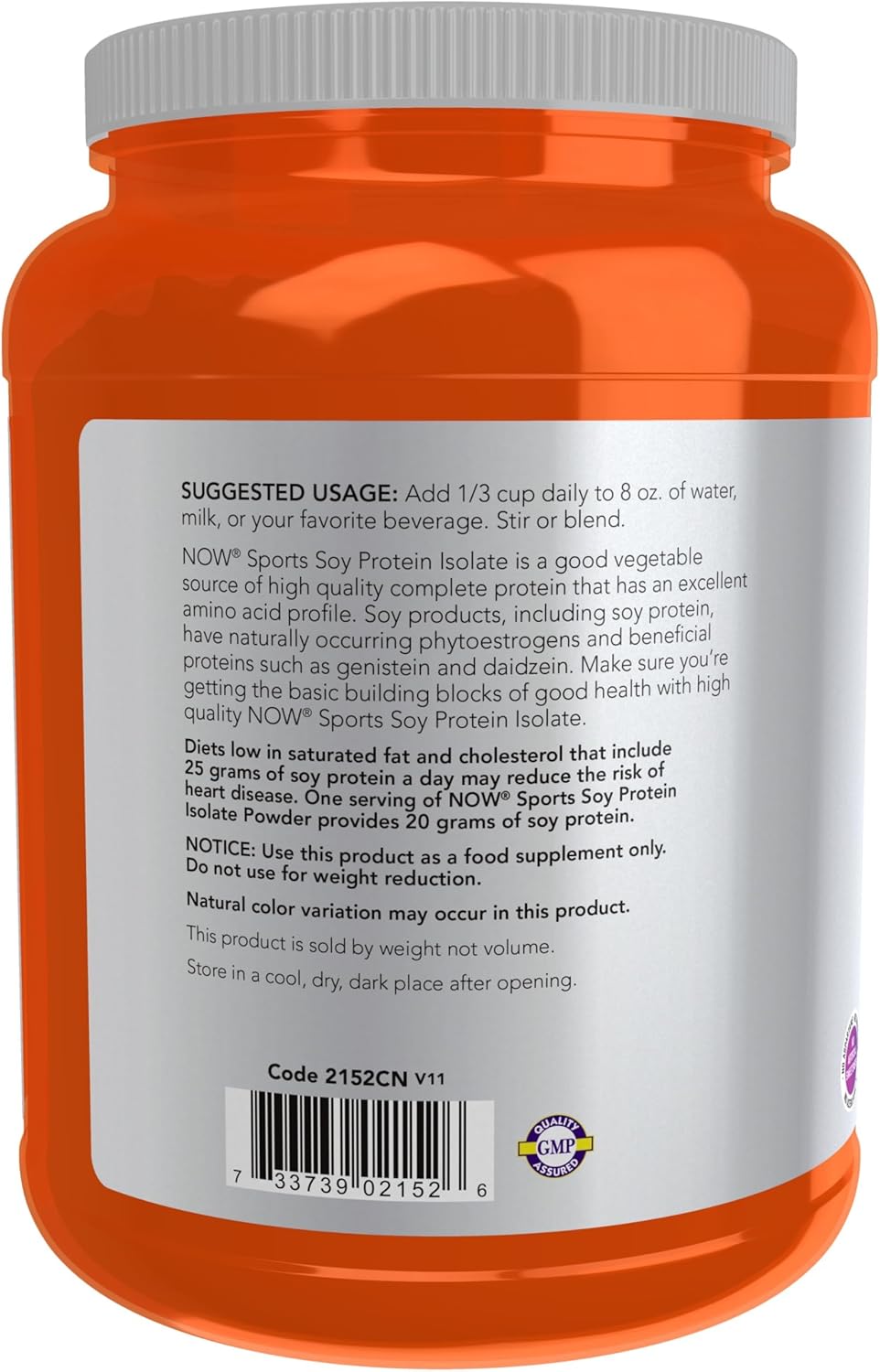 NOW Foods Sports Nutrition, Soy Protein Isolate 20 g, 0 Carbs, Unflavored Powder, 2-Pound