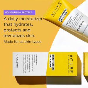 Acure Brightening Day Cream - Radiant Skin Day Cream with Cica & Argan Oil - Moisturizes, Evens Tone - 100% Vegan Formula - All Skin Types - Soothing & Nourishing Ingredients - 1.7 Fl Oz