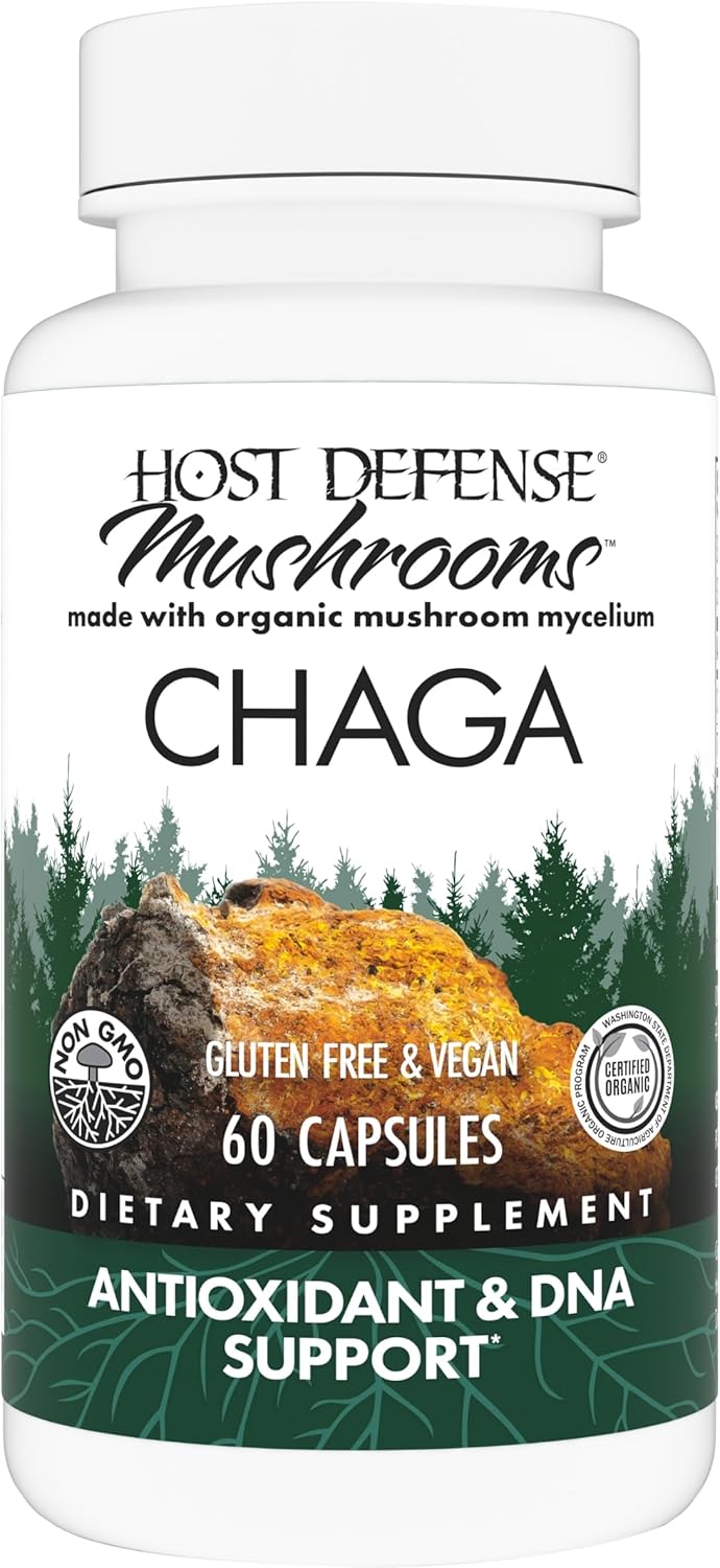 Host Defense Chaga Capsules - Immune System Support Supplement - Chaga Mushroom Capsules for Antioxidant Activity Support - Dietary Mushroom Supplement - 60 Capsules