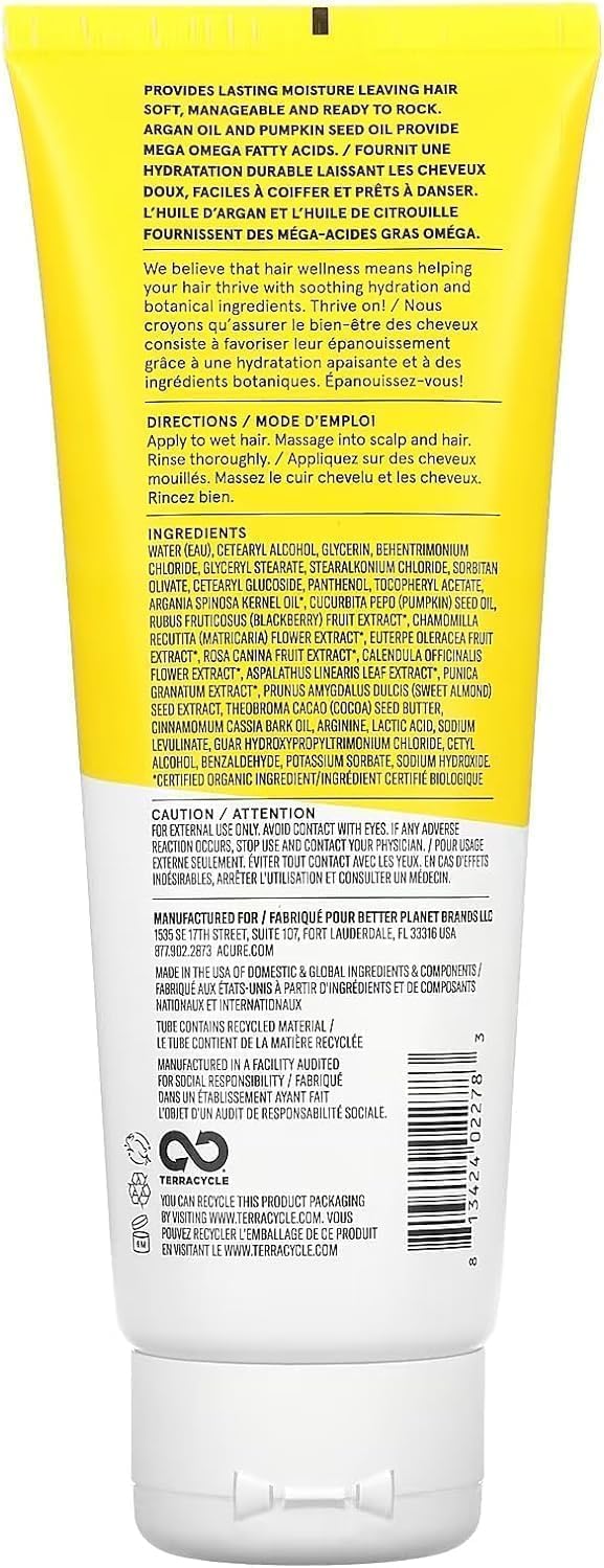 Acure Ultra Hydrating Conditioner – Deep Moisture &amp; Nourishing Formula for Dry, Dehydrated Hair, Restores Softness &amp; Shine, 8 Fl Oz