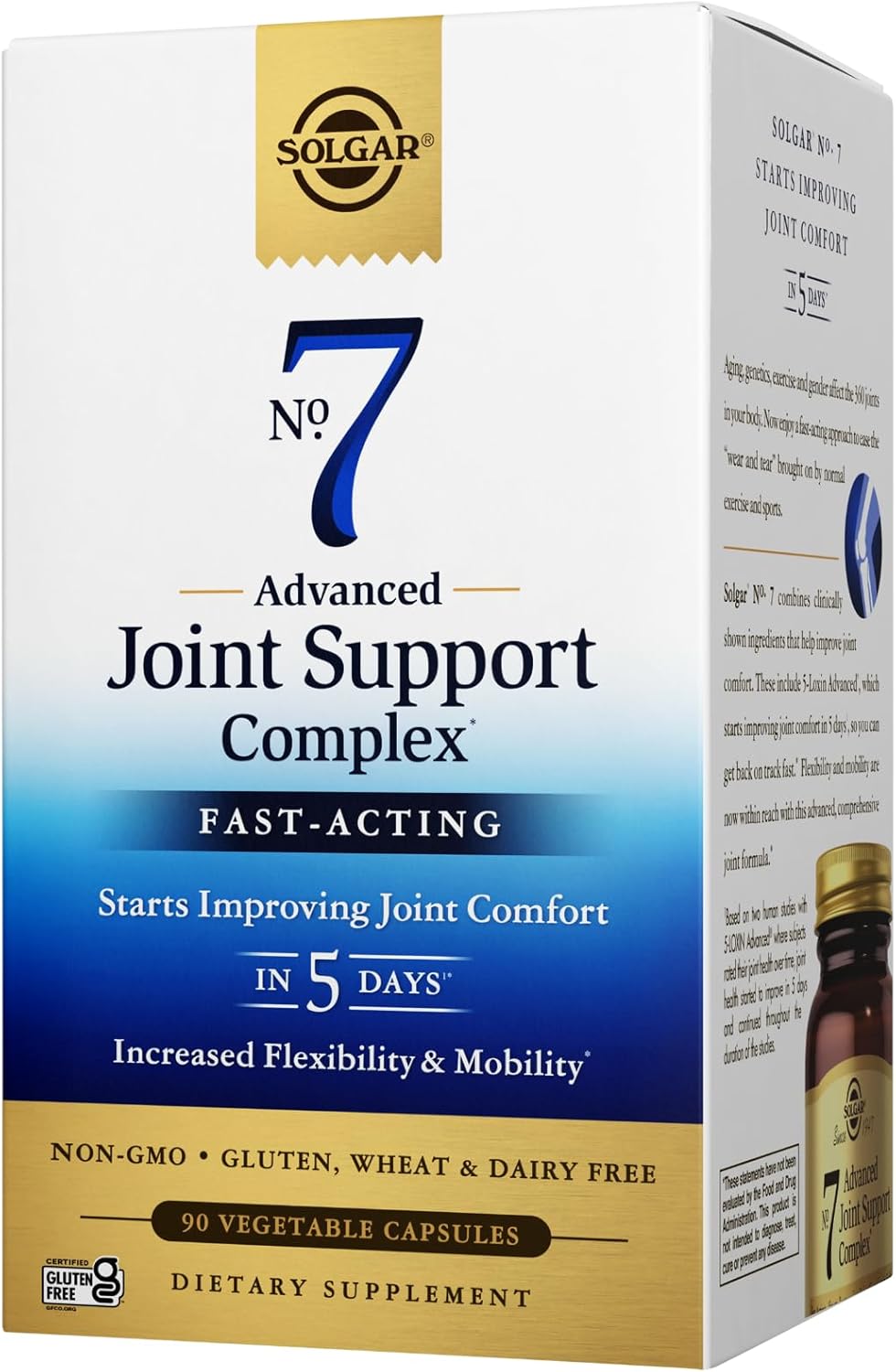 Solgar No. 7 Advanced Joint Support Complex - 90 Vegetable Capsules - Fast-Acting Formula - Non-GMO, Gluten Free, Dairy Free - 90 Servings