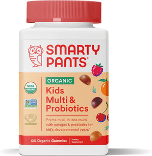 SmartyPants Organic Kids Multivitamin, Daily Gummy Vitamins: Probiotics, Vitamin C, D3, Zinc, & B12 for Immune Support, Energy & Digestive Health,