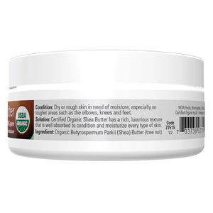 NOW Foods Solutions, Certified Organic Shea Butter, Moisturizer For Rough And Dry Skin, Travel Size, 3-Ounce