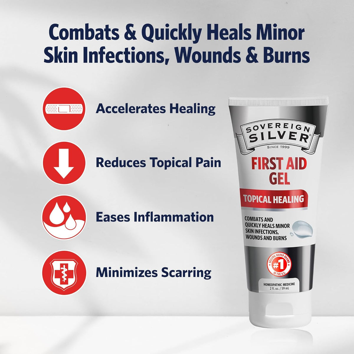 Sovereign Silver First Aid Gel - Argentum Metallicum Gel Wound Care Support, Topical Skin Care for Minor Skin Irritations with Convenient Pump - 2 fl oz (59 mL)