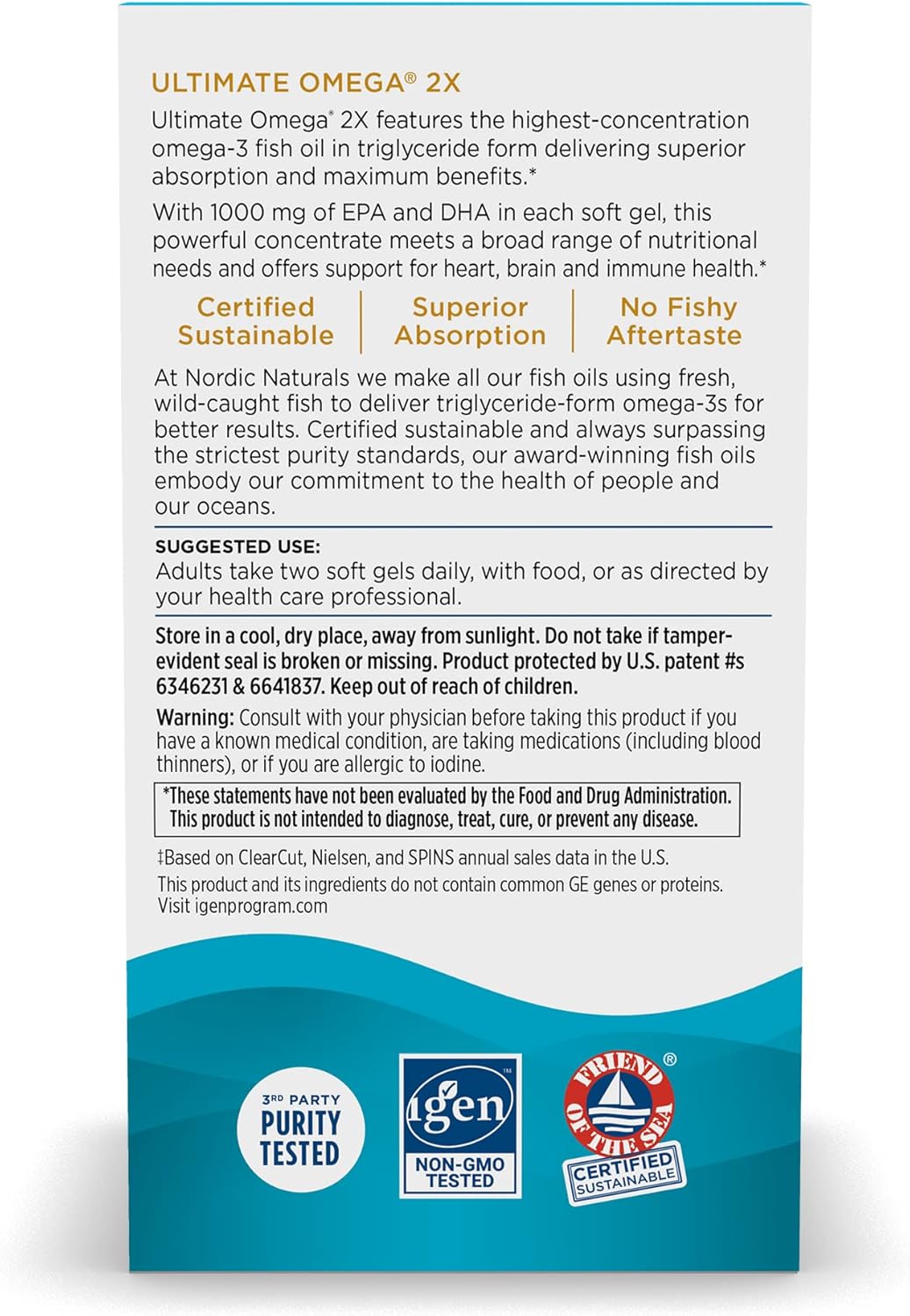 Nordic Naturals Ultimate Omega 2X, Lemon Flavor - 60 Soft Gels - 2150 mg Omega-3 - High-Potency Fish Oil with EPA &amp; DHA - Promotes Brain &amp; Heart Health - Non-GMO - 30 Servings