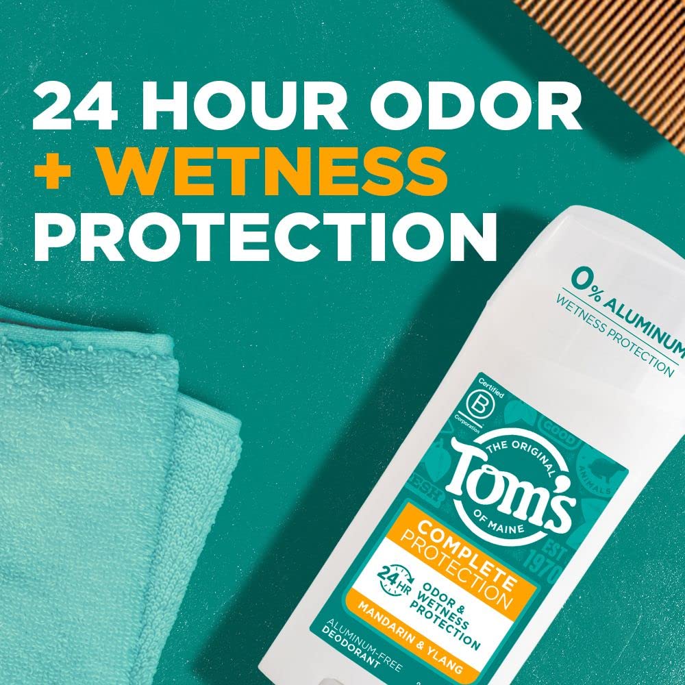 Tom&#39;s of Maine Complete Protection Aluminum-Free Natural Deodorant for Women, Mandarin &amp; Ylang, 2.25 OZ