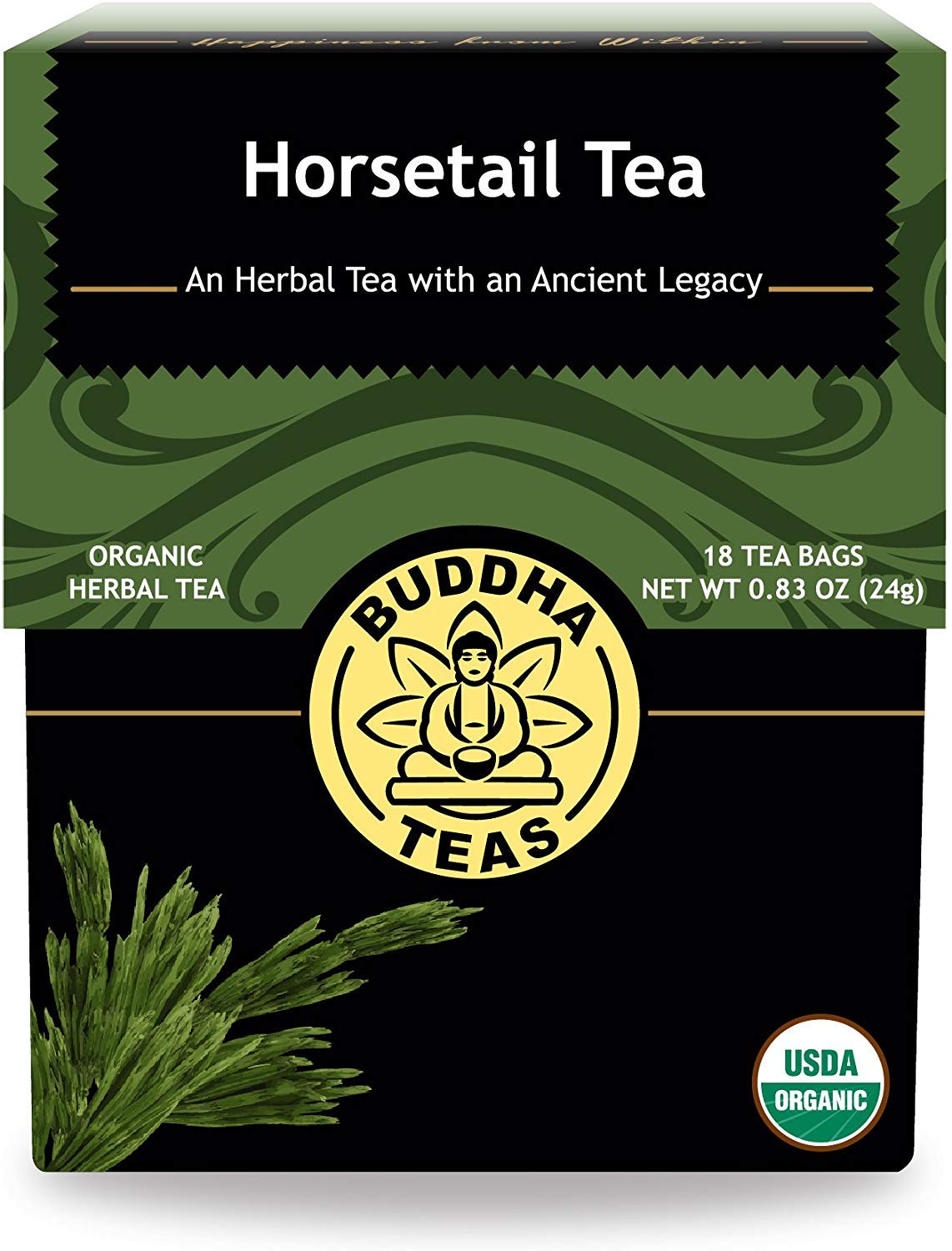 Buddha Teas - Horsetail - Organic Herbal Tea - For Cognitive Balance &amp; Overall Health - With Antioxidants, B Vitamins &amp; Silica - Caffeine Free - 100% Kosher &amp; Non-GMO - 18 Tea Bags