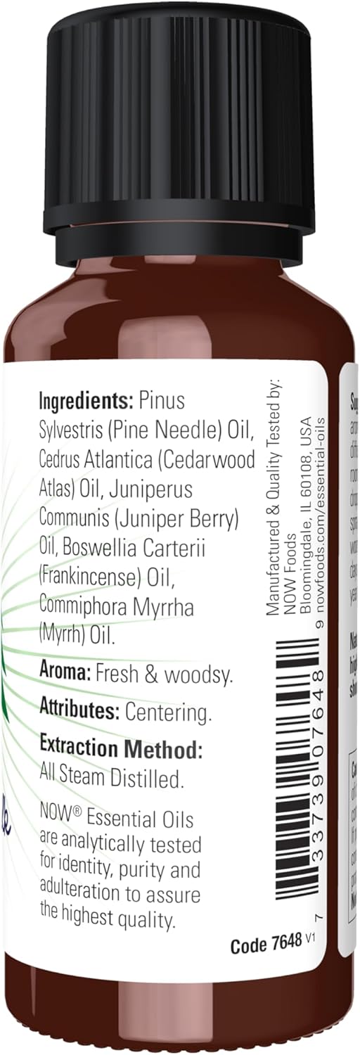 NOW Essential Oils, Woodland Walk Oil Blend, Calming Attributes with a Fresh and Woodsy Scent, Steam Distilled, 1-Ounce