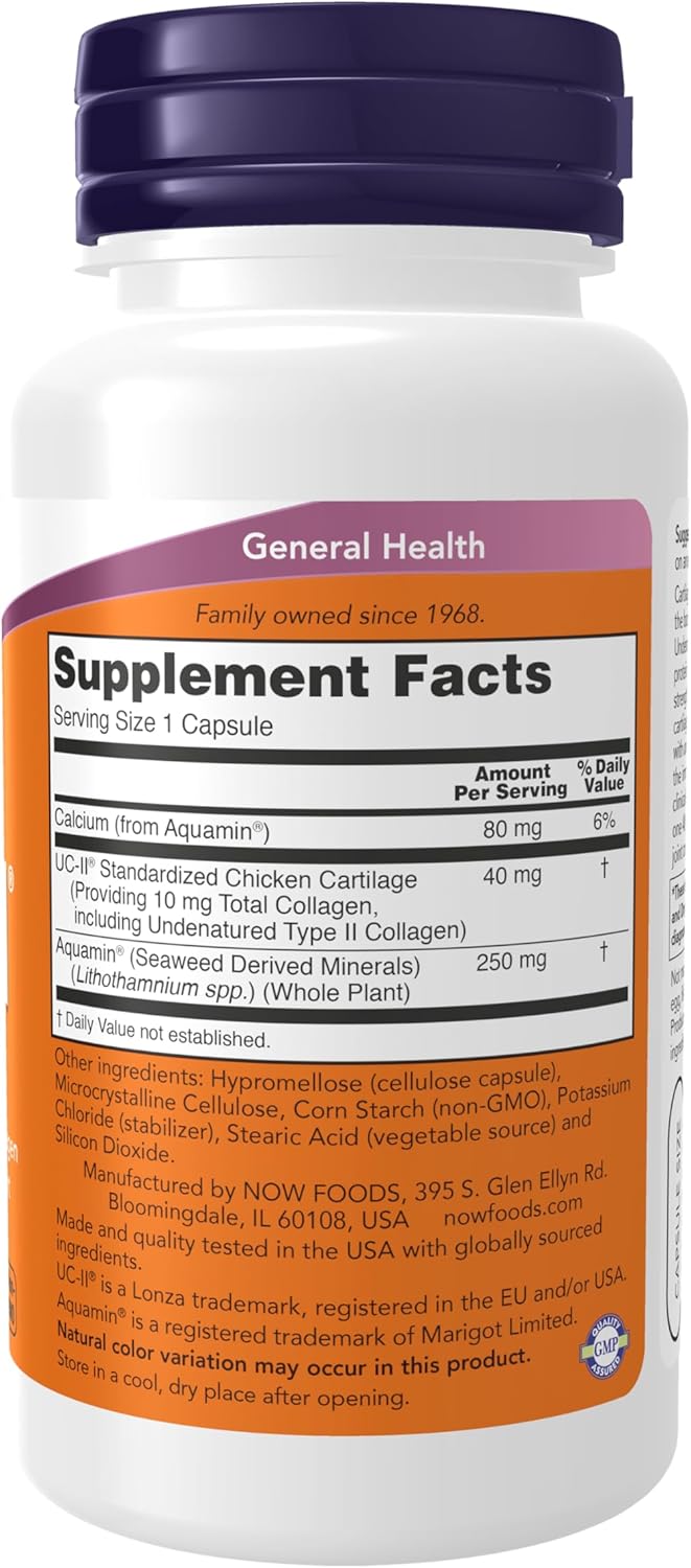 NOW Foods Supplements, UC-II Type II Collagen with Undenatured Type II Collagen, 120 Veg Capsules
