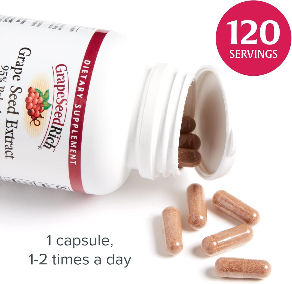 Natural Factors, GrapeSeedRich Grape Seed Extract, Antioxidant Support for Healthy Inflammatory Response, 120 Capsules