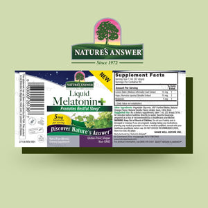 Nature's Answer Melatonin Plus Lemon Balm & Hops 2 Ounce Liquid | Promotes Relaxation | Supports Sleep | Non GMO | Gluten Free | Vegan |