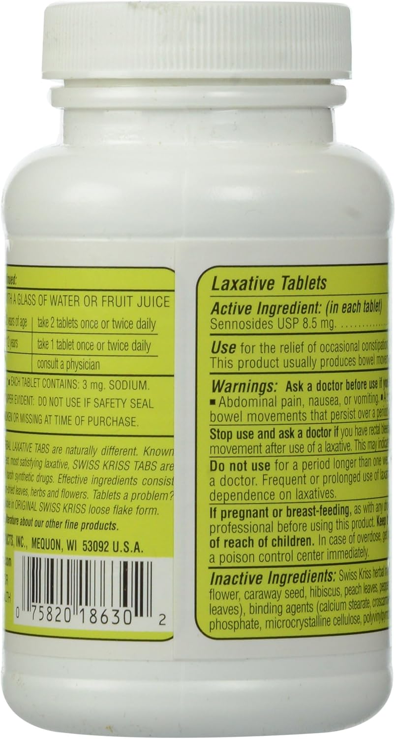 Natural Swiss Kriss Herbal Laxative, 250 Tablets