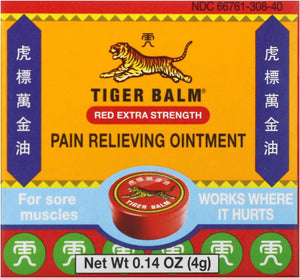 Tiger Balm, Red Pocket Size Tin, Extra Strength Tiger Balm 4 g Balm