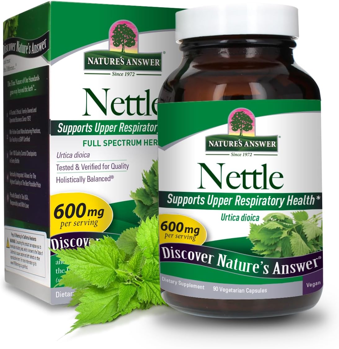 Nature&#39;s Answer Nettle Leaf Vegan Capsules 90 Count | Prostate Support | Natural Energy | Immune Support | Daily Supplement